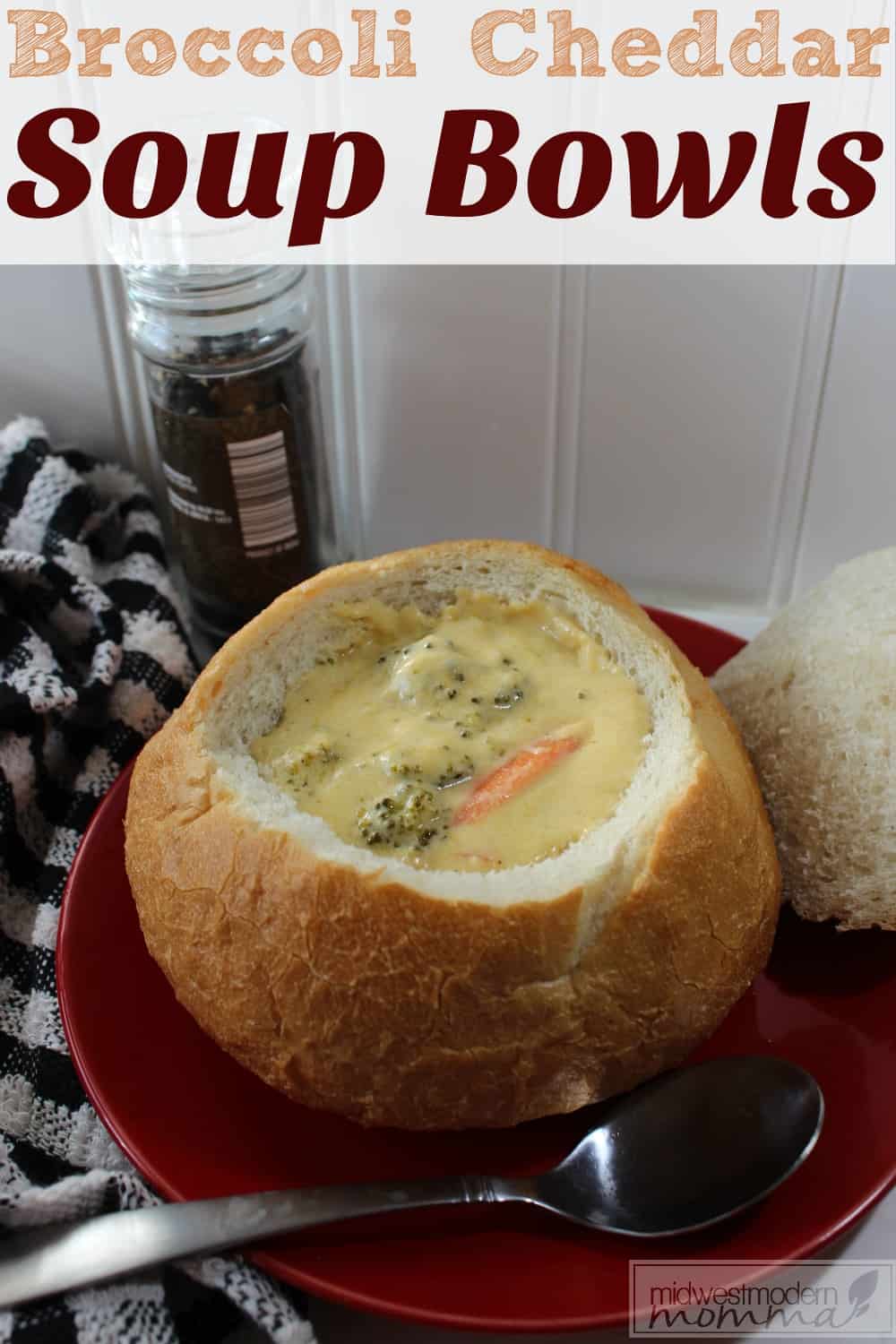 Make a delicious Broccoli Cheddar Cheese Soup to serve in warm crusty bread bowls for your family. This is a great soup full of veggies that everyone loves!